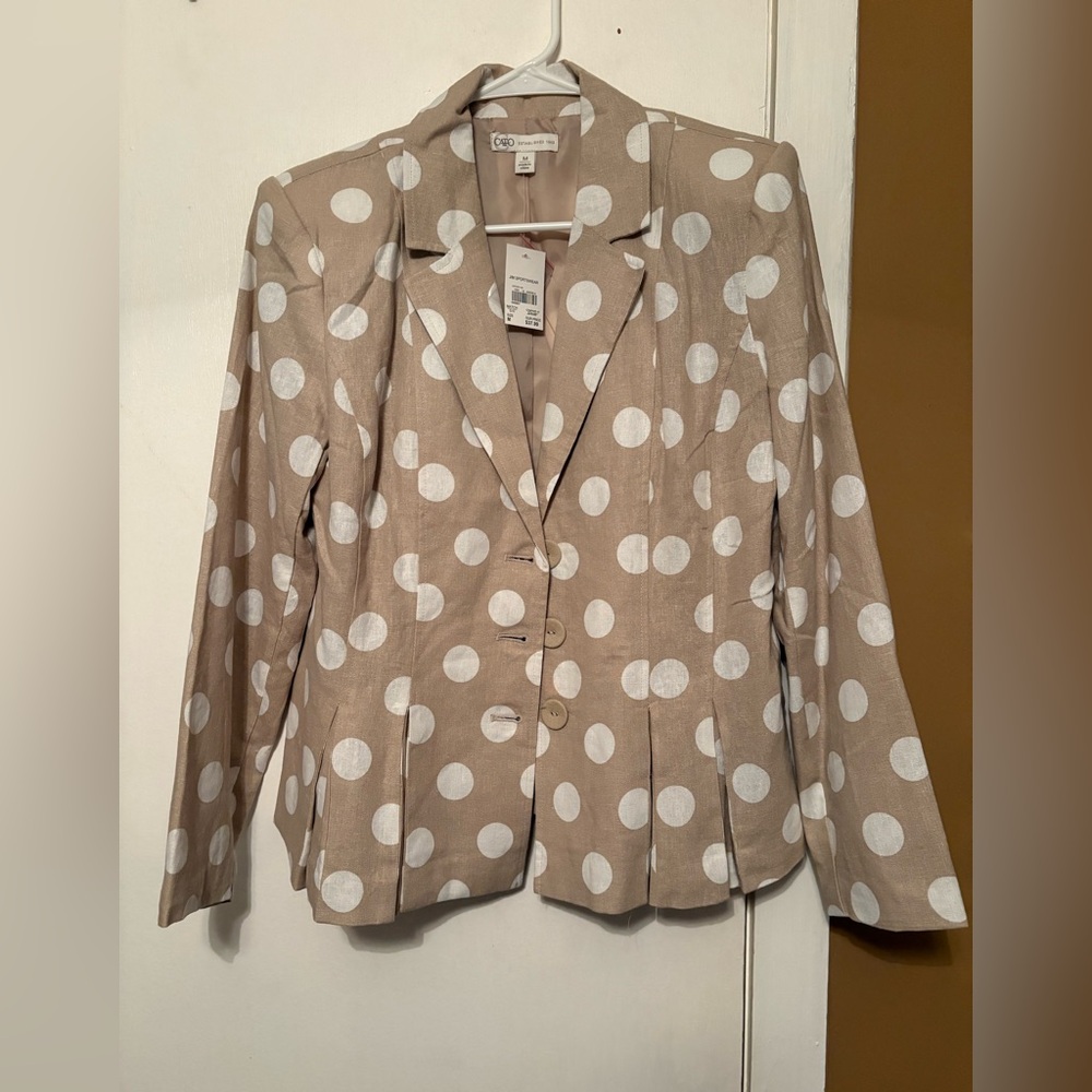 Brand New Cato Polka Dot Pleaded Blazer